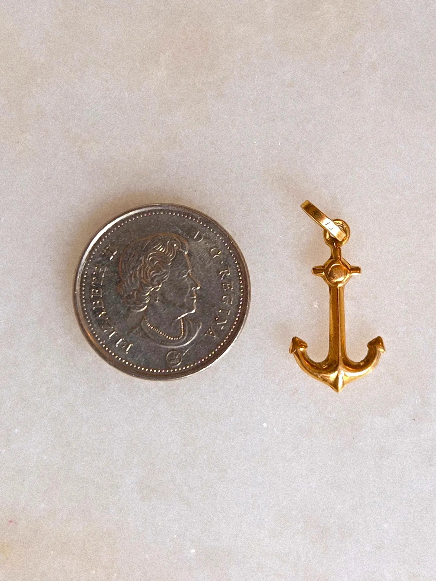 Vintage 10k Gold Anchor Pendant Charm - Nautical