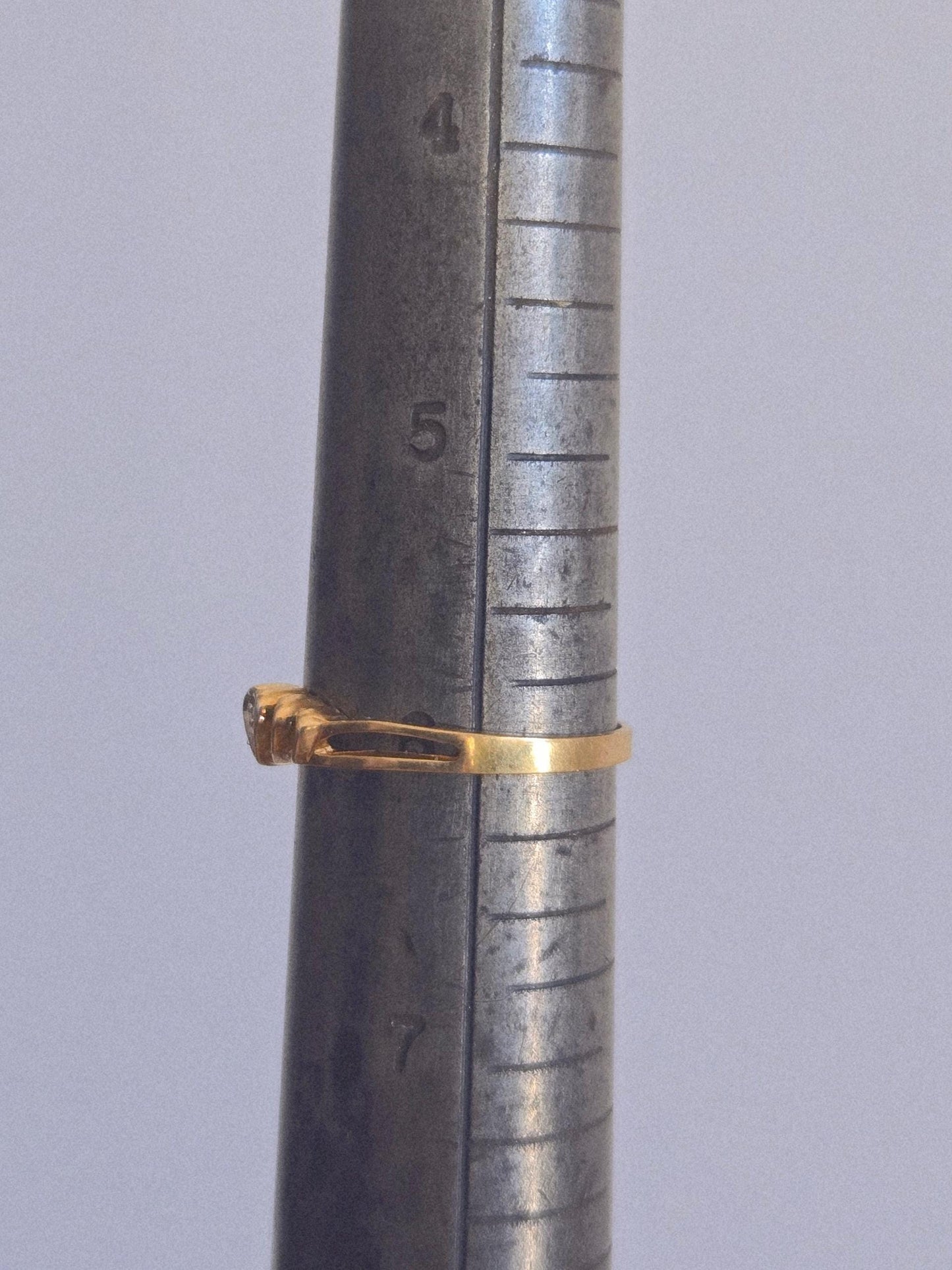 Vintage 10k Gold Open Heart Ring with Diamond - Size 6