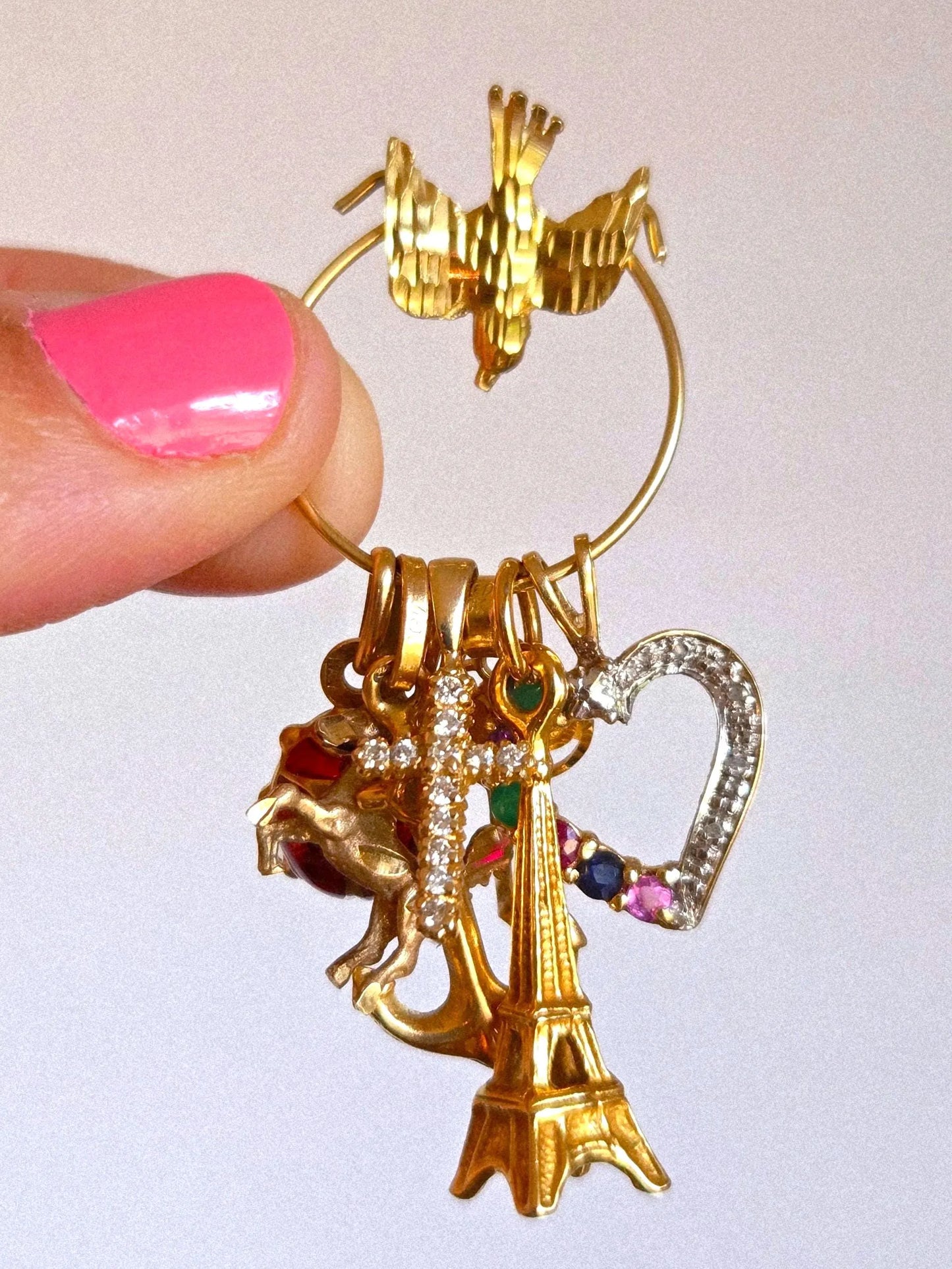 Vintage 10k Gold Bird 'Charm Holder' Pendant