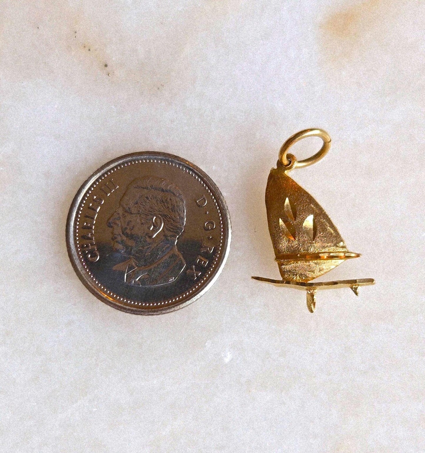 Vintage 10k Gold Sailboat Pendant Charm - Nautical, Sports