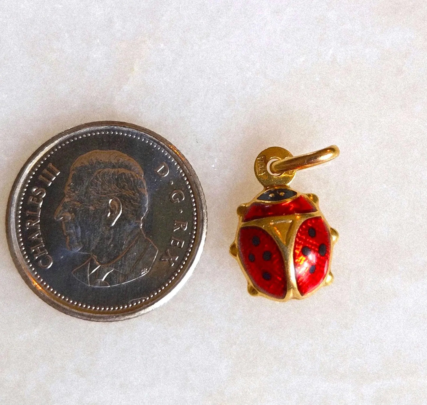 Vintage 10k Gold Ladybug Pendant Charm - Italian Hallmarks