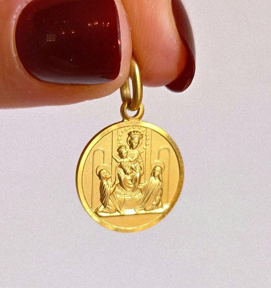 Vintage 10k Gold Baby Jesus & Virgin Mary Pendant - Italian Hallmarks