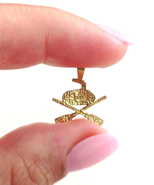 Vintage 10K Gold Curling Charm Pendant - Winter Sport Jewelry