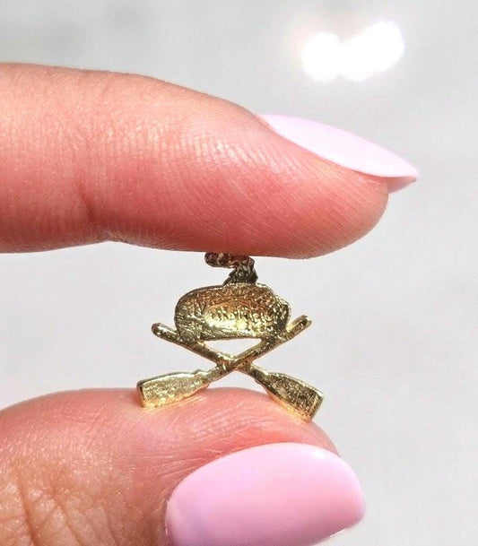 Vintage 10K Gold Curling Charm Pendant - Winter Sports Jewelry