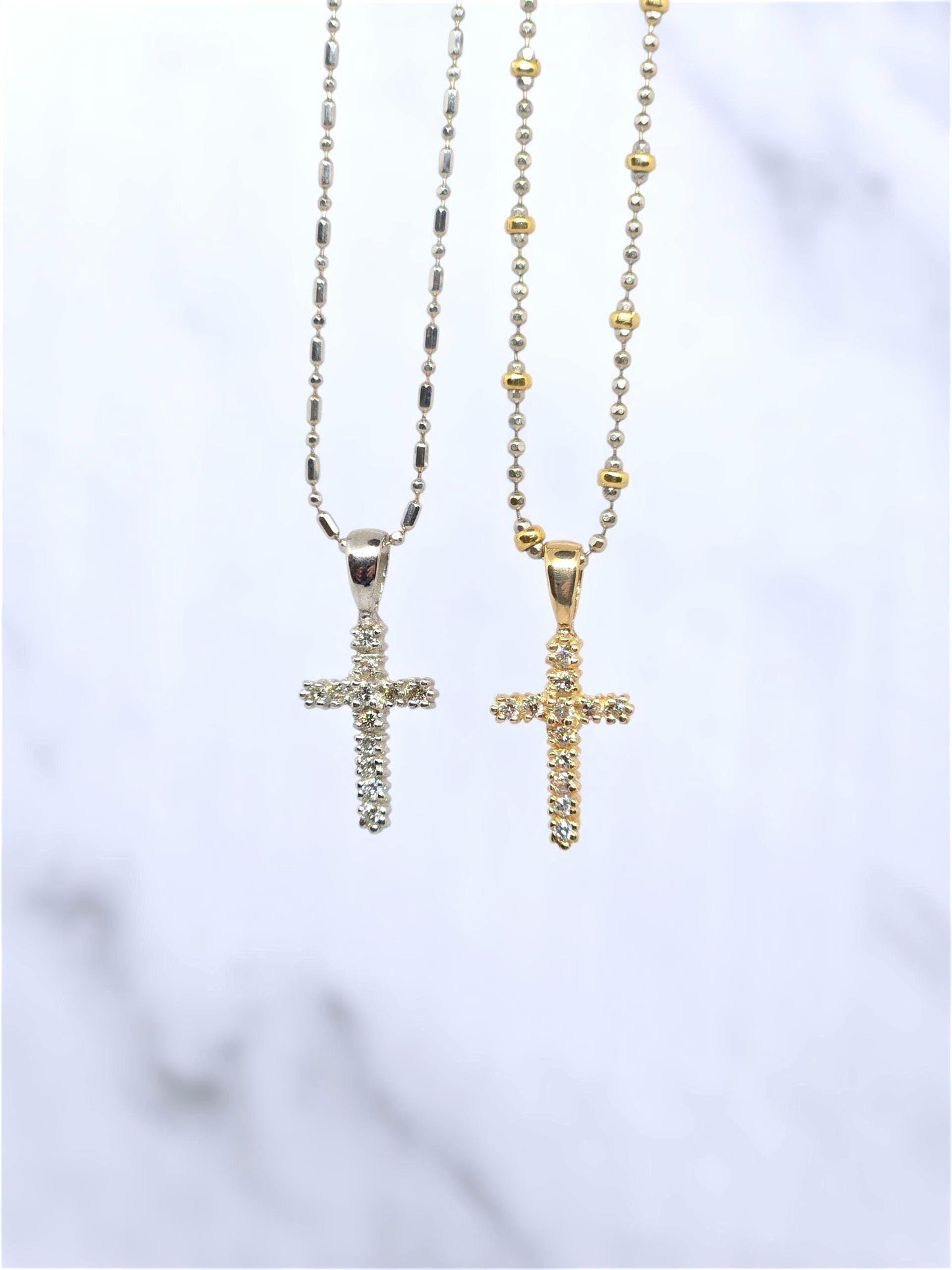 14k White Gold Diamond Cross Pendant Natural Diamonds