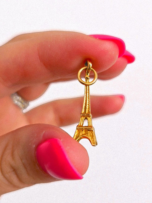 Vintage 9k Gold Paris Eiffel Tower Charm Pendant