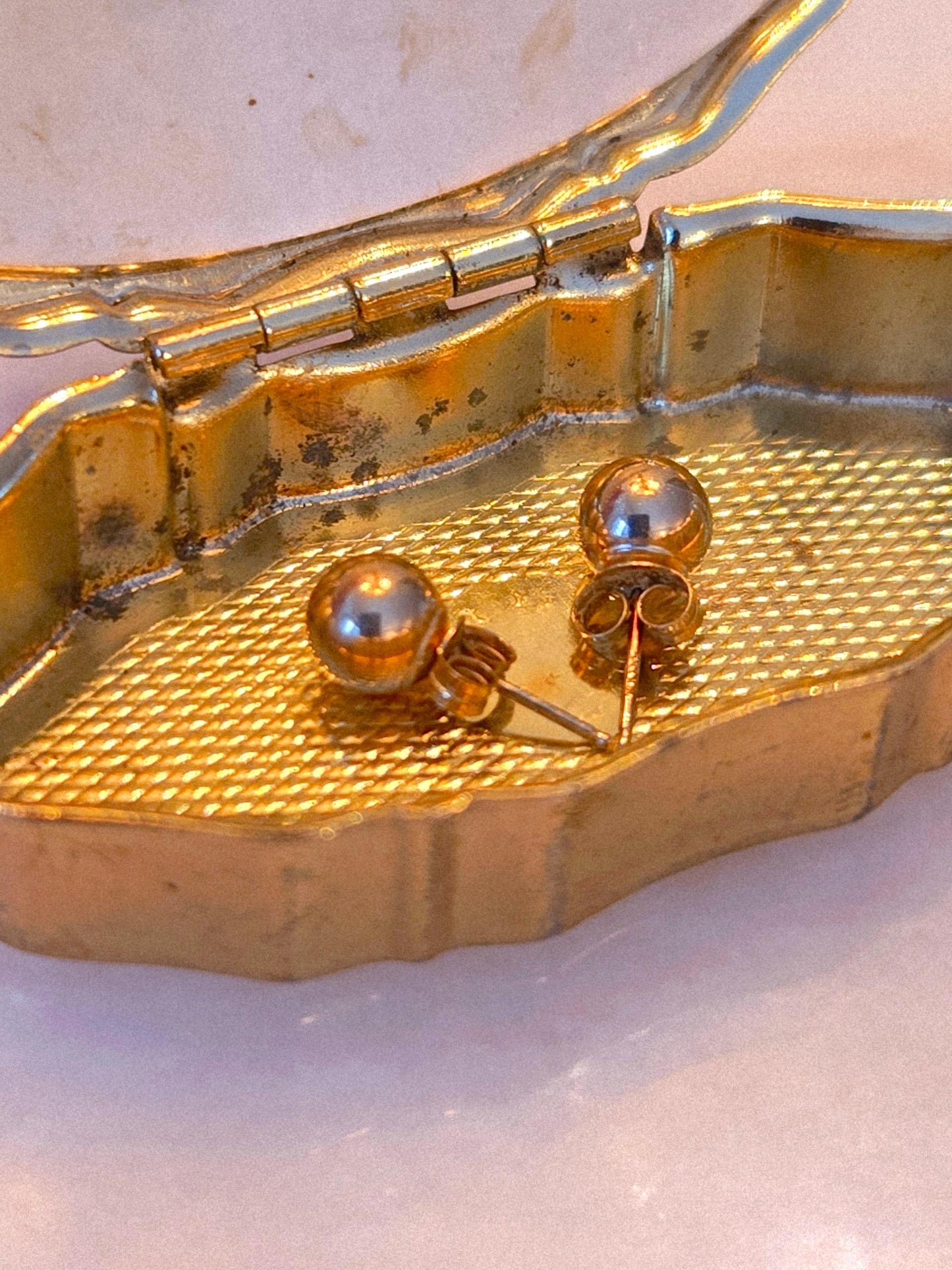 Vintage 1950s Cherub Romantic Trinket Box - Keepsake Jewelry Box