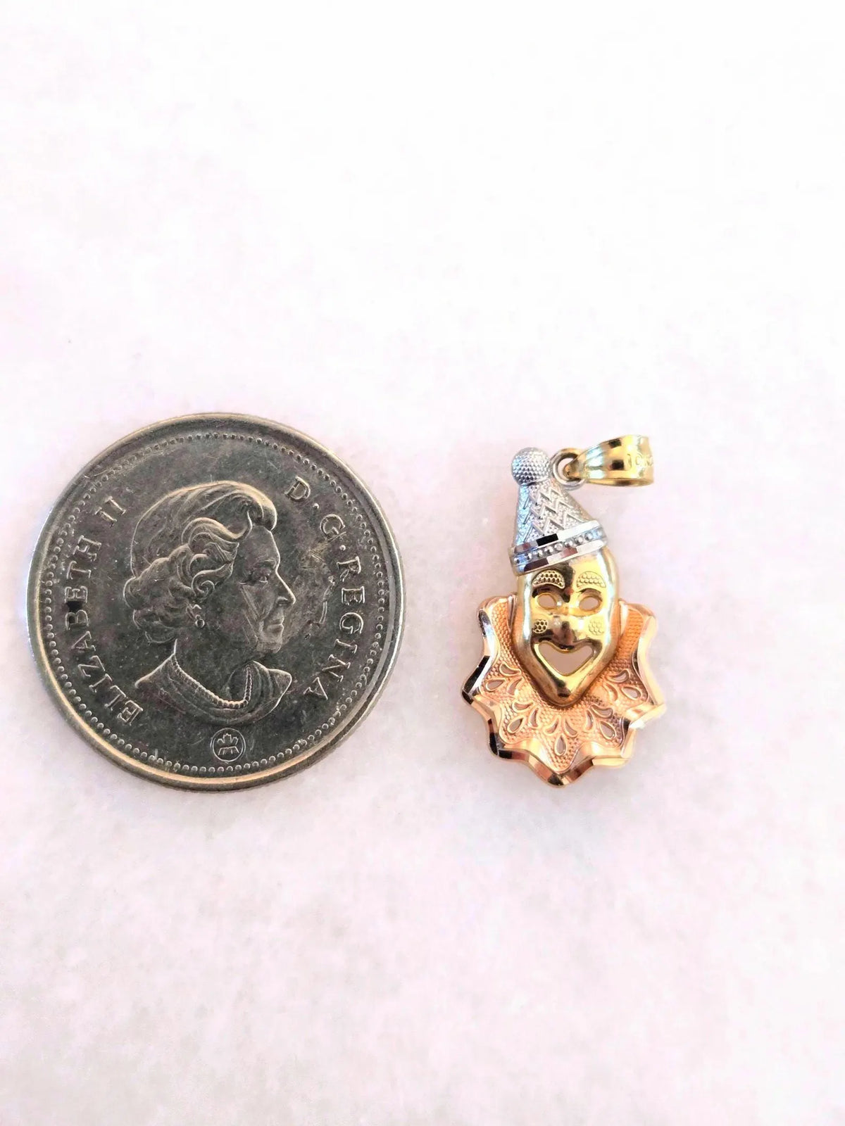 Vintage 10K Three-Tone Gold Clown Jester Pendant