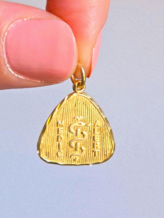 Vintage 10k Medic Alert Pendant Charm - Italian Hallmarks