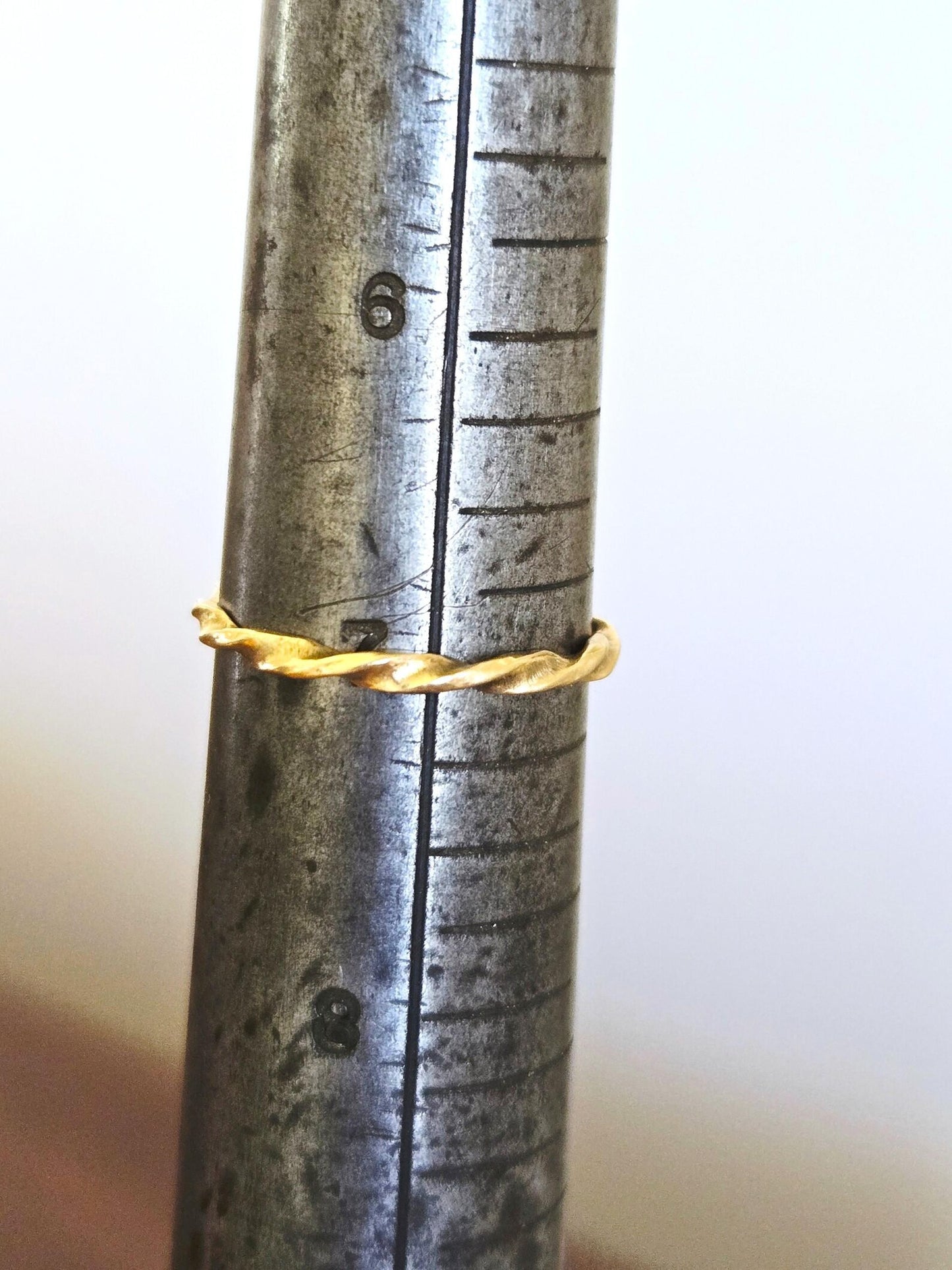 Vintage 10K Gold Twisted Rope Band Ring - Stackable Dainty Ring, Size 7