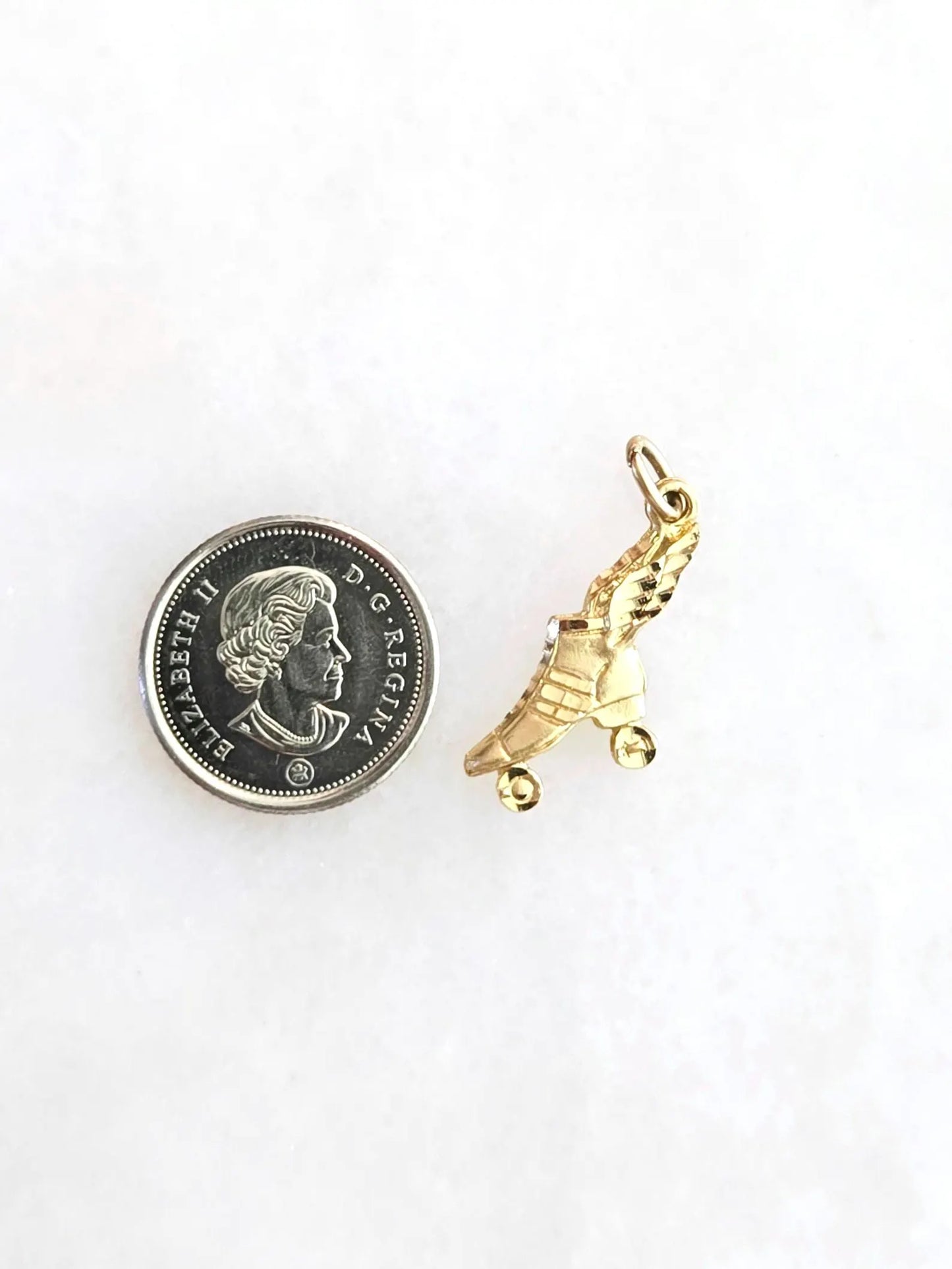 Vintage 10K Gold Roller Skate Roller Blade Charm - Summer Sports Jewelry