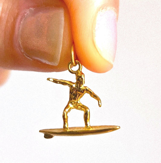 Vintage 10k Surfer/Surfboard Pendant Charm - Water Sports