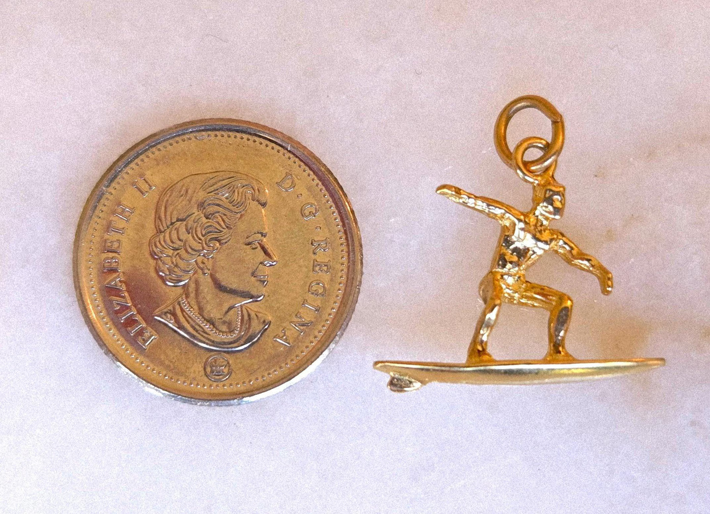 Vintage 10k Surfer/Surfboard Pendant Charm - Water Sports