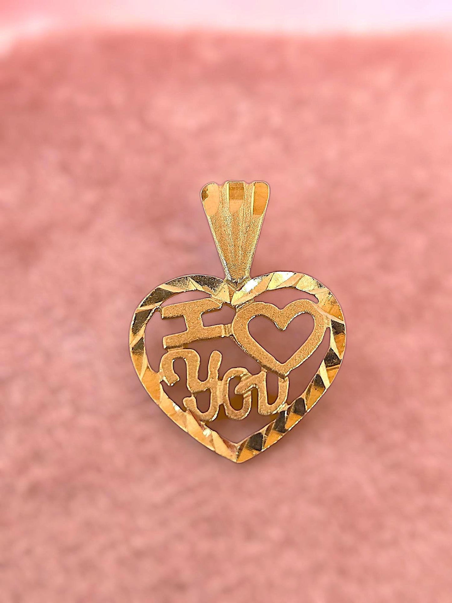 Vintage 10k Gold I Love You Heart Pendant Charm