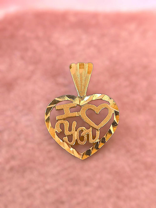 Vintage 10k Gold I Love You Heart Pendant Charm