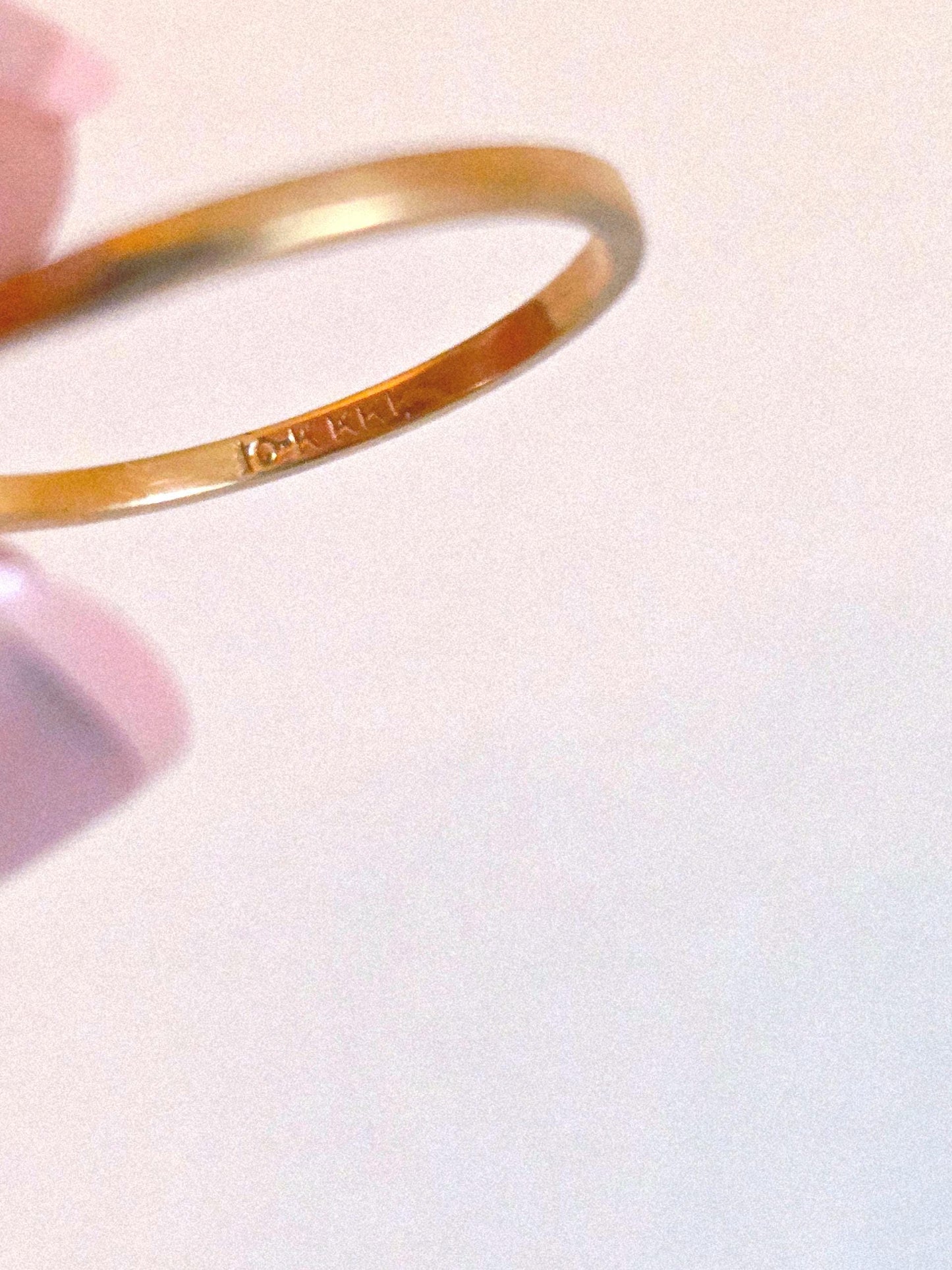 Vintage 10k Gold Open Heart Ring with Yellow Stone Accent - Size 6.75