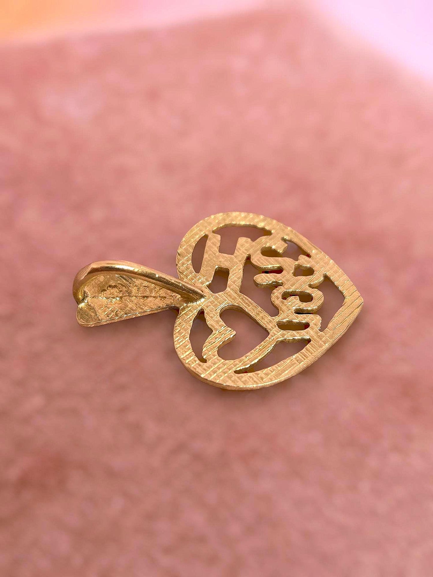 Vintage 10k Gold I Love You Heart Pendant Charm
