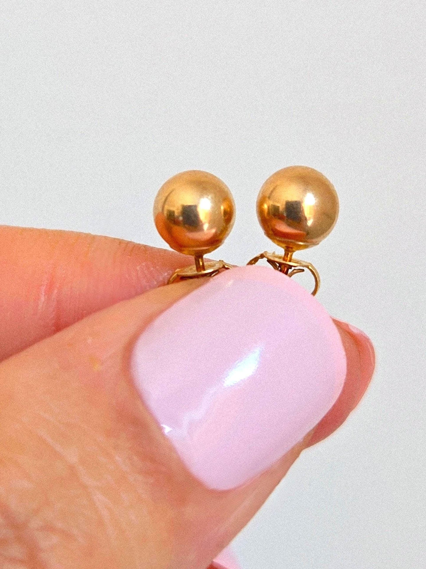 Vintage 10k Gold Circle Ball Stud Earrings