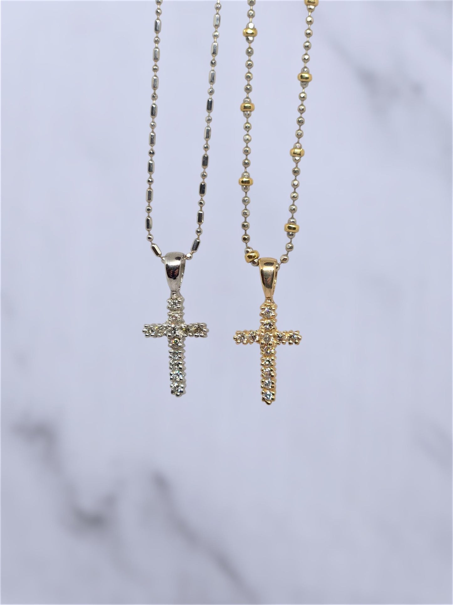 14k Yellow Gold Diamond Cross Pendant Natural Diamonds