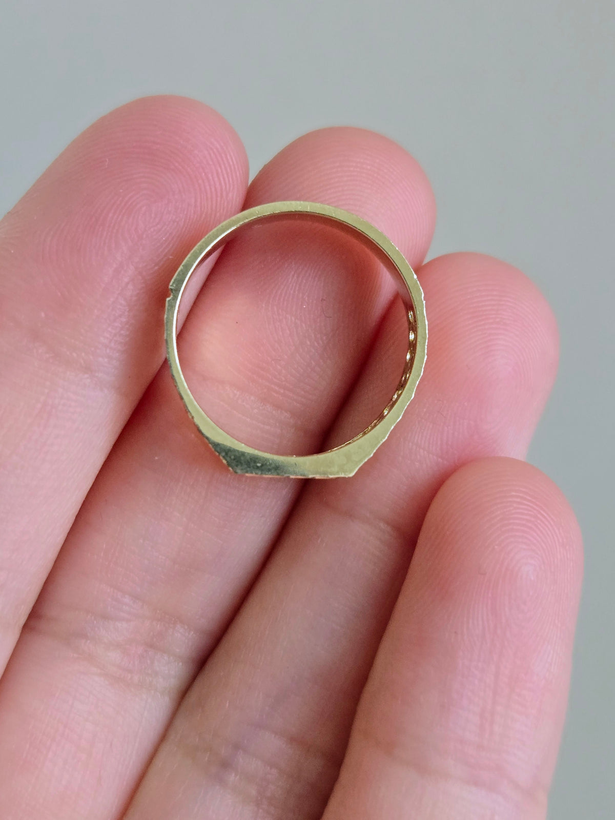 Bague chevalière carrée vintage en or 10 carats - Taille 6, gravable
