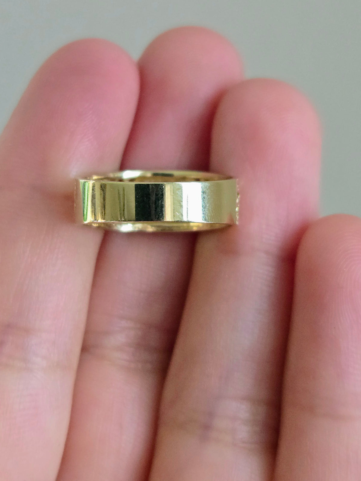 Bague chevalière carrée vintage en or 10 carats - Taille 6, gravable