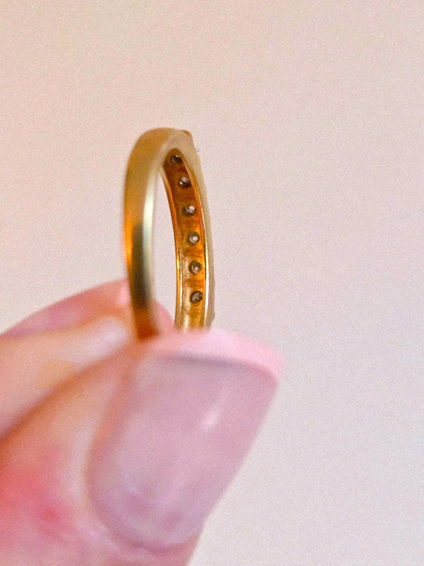 Vintage 14k Gold Diamond Half Eternity Band - Size 6.25, 0.10ctw