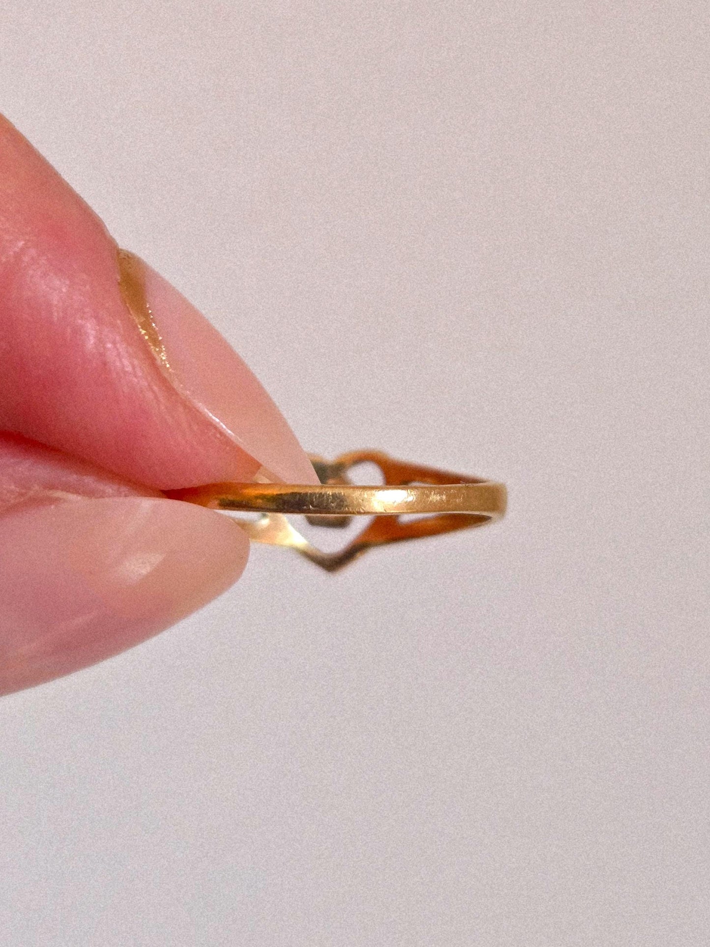 Vintage 10k Gold Heart Ring with Blue Sapphire - Size 5.5