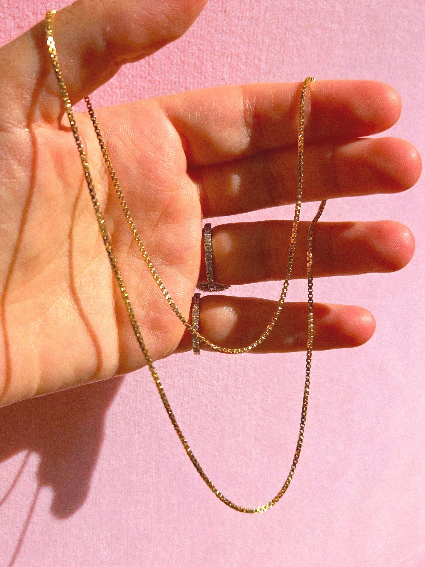 Vintage 9k/10k Gold Box Chain Necklace - 18" Chain