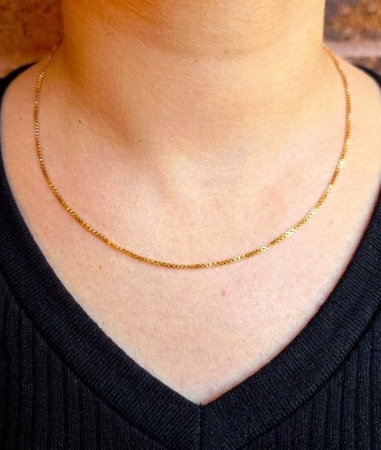 Vintage 9k/10k Gold Box Chain Necklace - 18" Chain