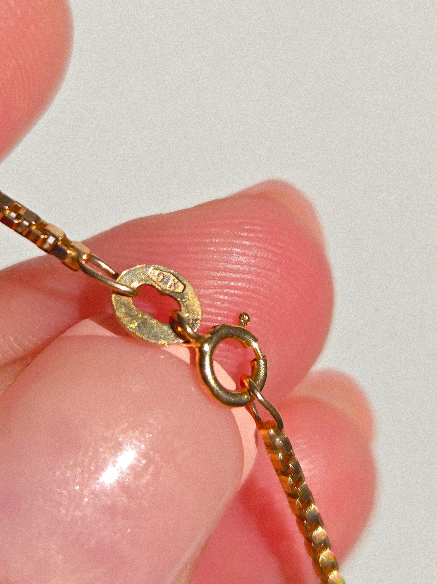 Vintage 9k/10k Gold Box Chain Necklace - 18" Chain