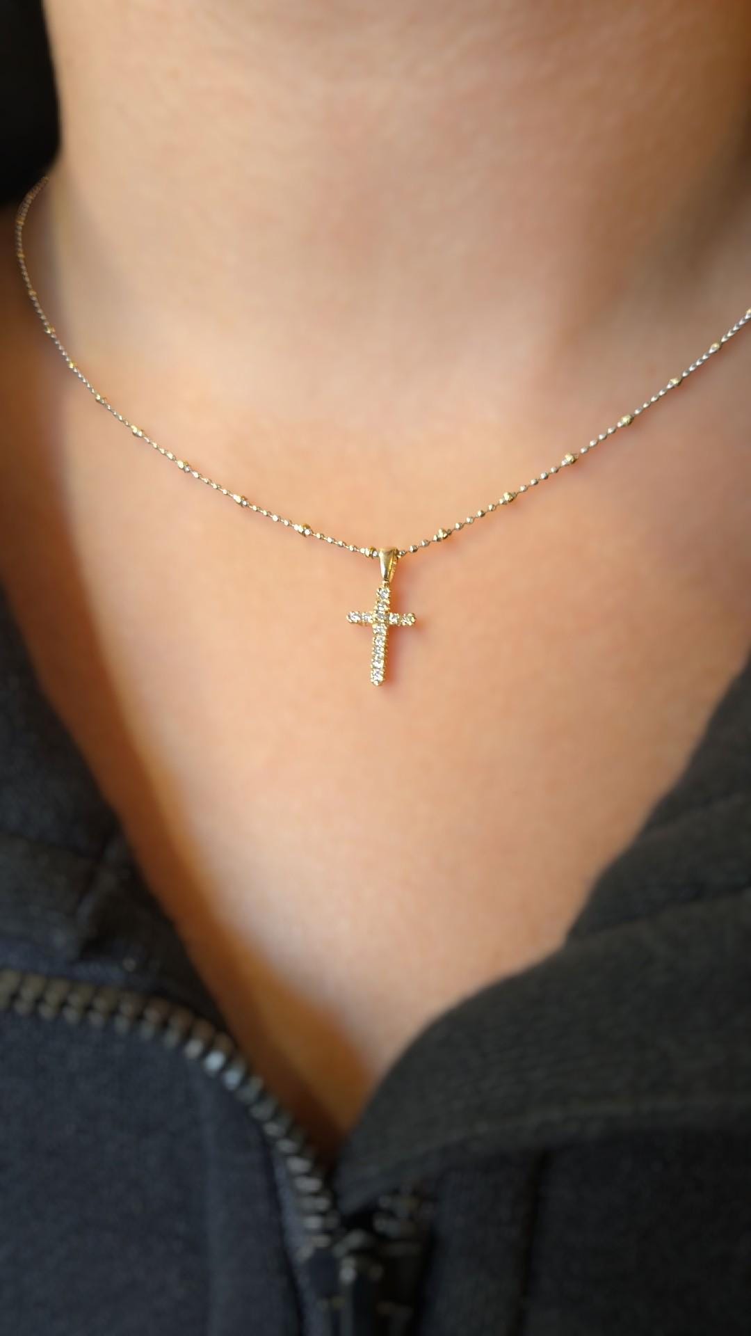 14k Yellow Gold Diamond Cross Pendant Natural Diamonds