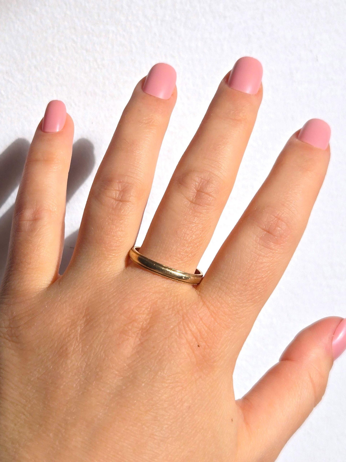 Vintage 10k Gold Milgrain Band Ring, Textured Edge - Size 9.75