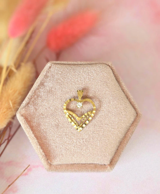 Vintage 10k Gold Open Heart Pendant Charm
