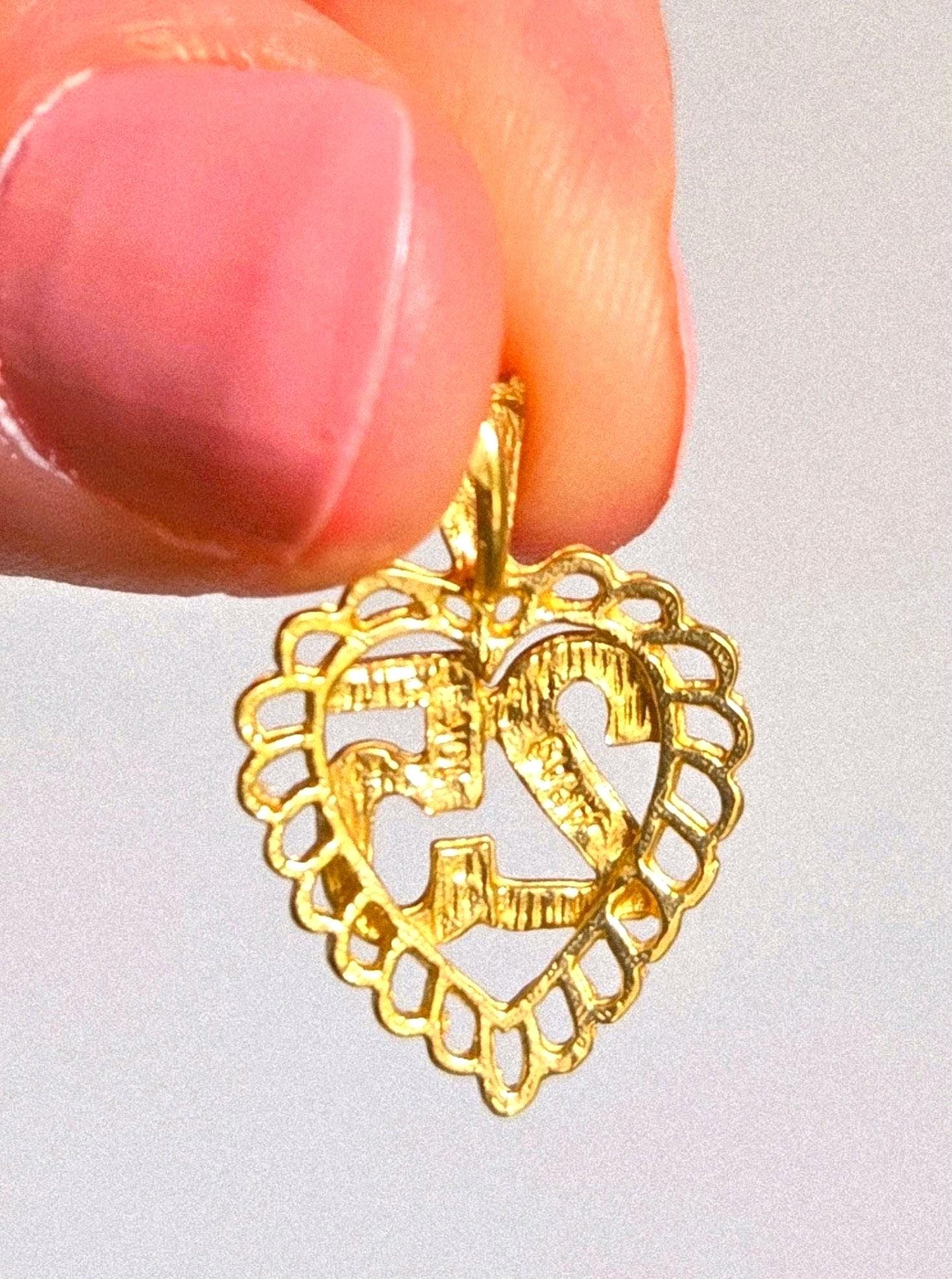 Vintage 10k Gold number 25 Heart Pendant Charm