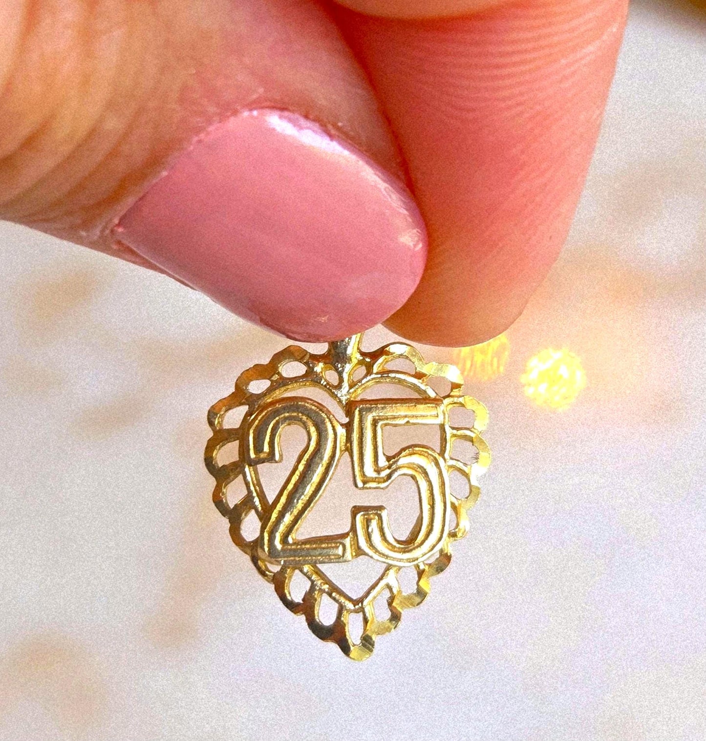 Vintage 10k Gold number 25 Heart Pendant Charm