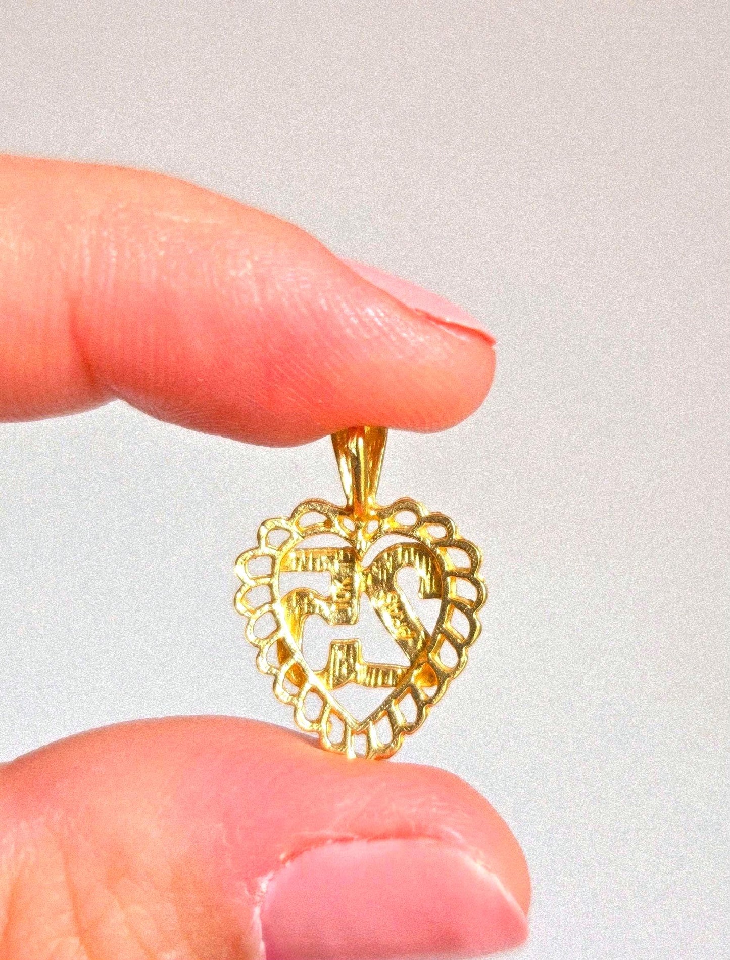 Vintage 10k Gold number 25 Heart Pendant Charm
