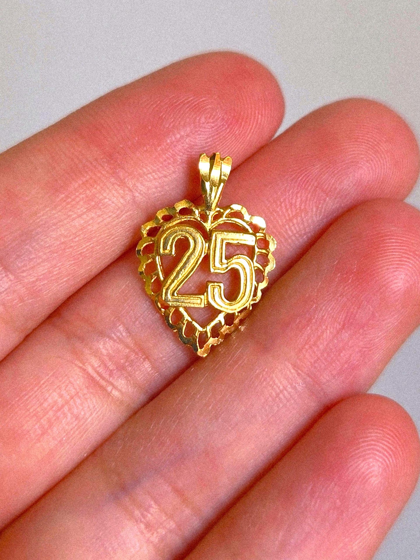 Vintage 10k Gold number 25 Heart Pendant Charm