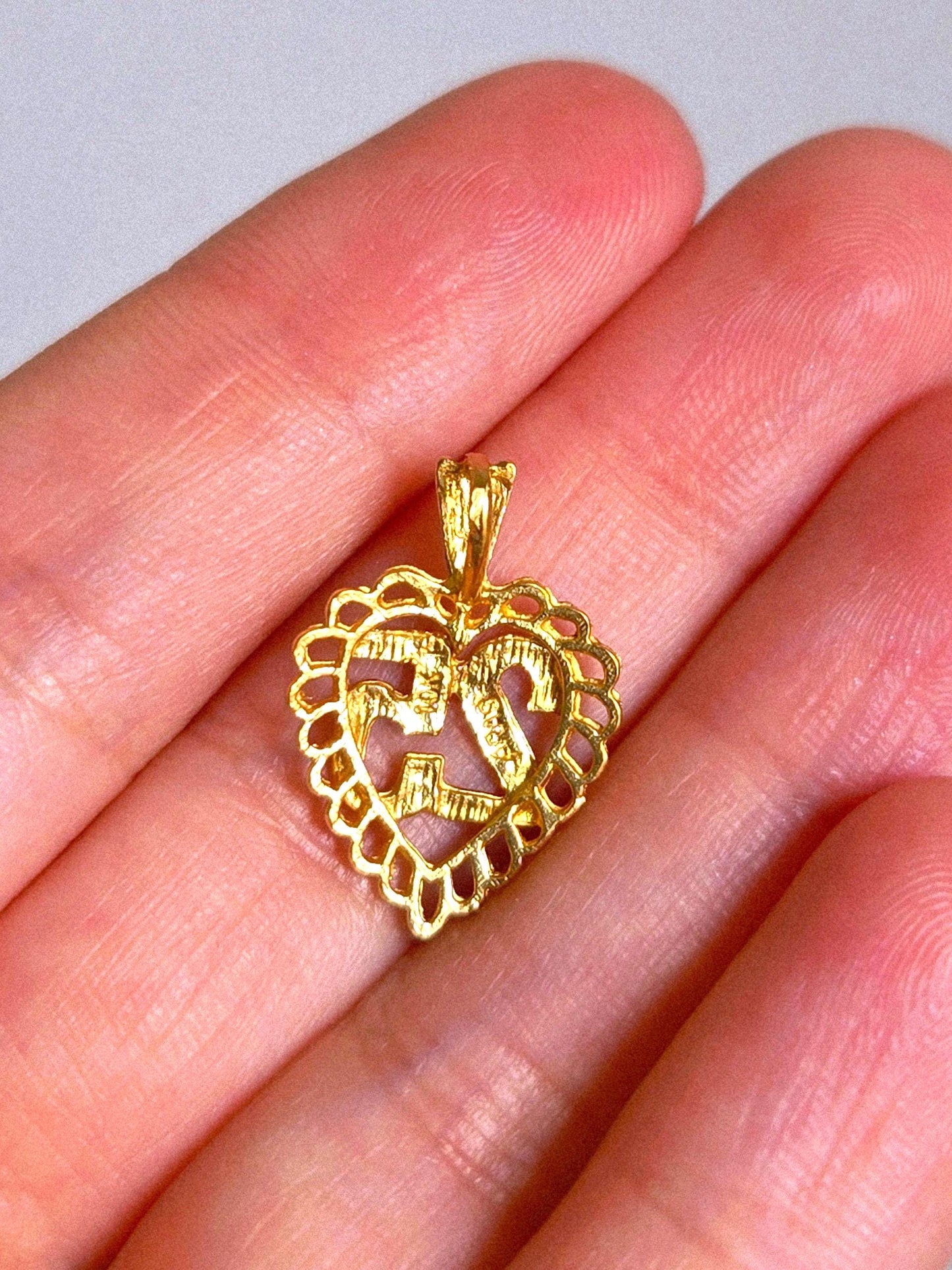 Vintage 10k Gold number 25 Heart Pendant Charm