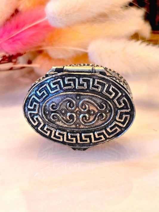 Vintage Greek Key Sterling Silver 925 Trinket Box - Keepsake Jewelry Box