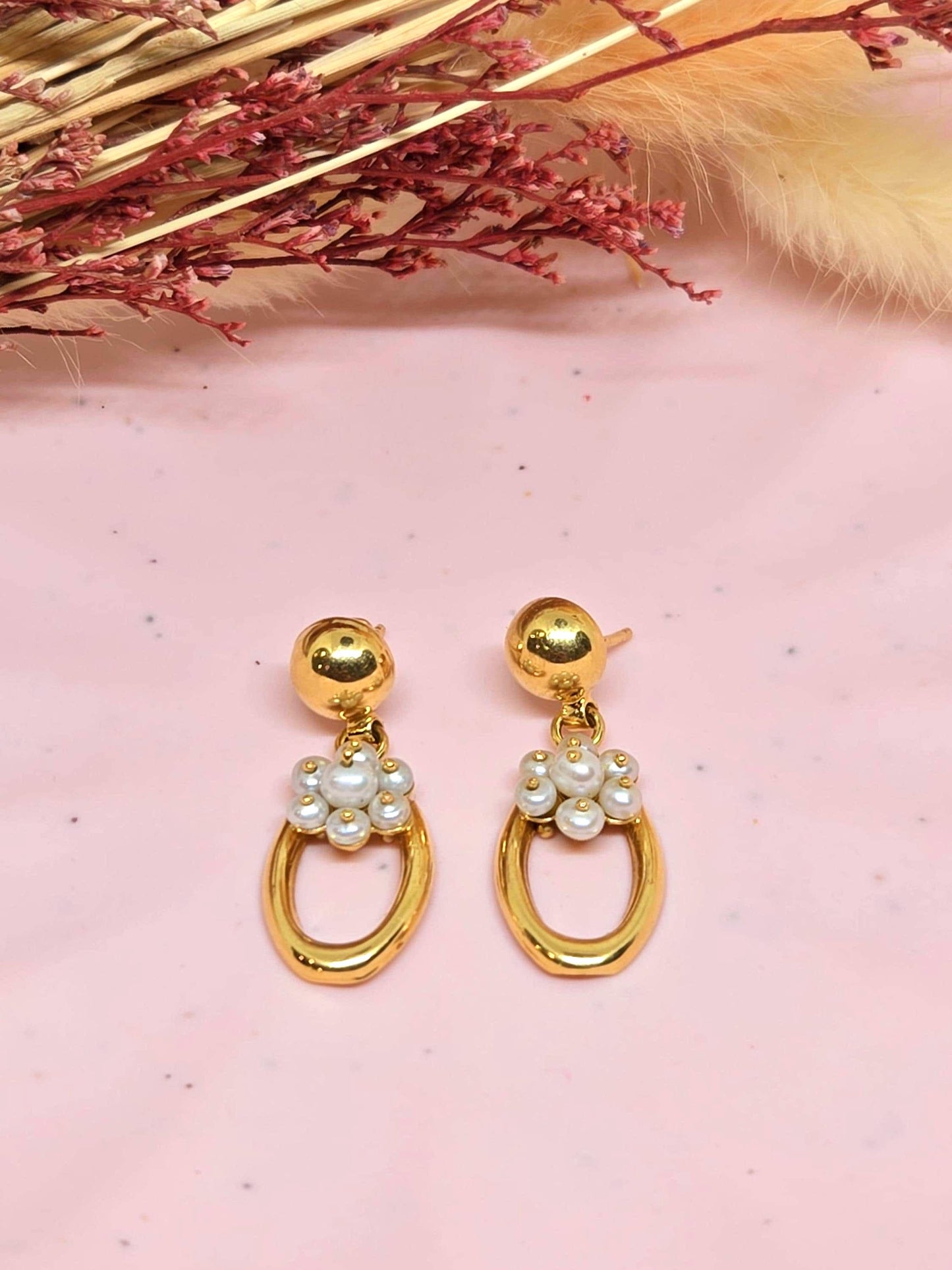 Vintage 1970's 18k 750 Solid Yellow Gold Pearl Earrings - Italian Hallmarks