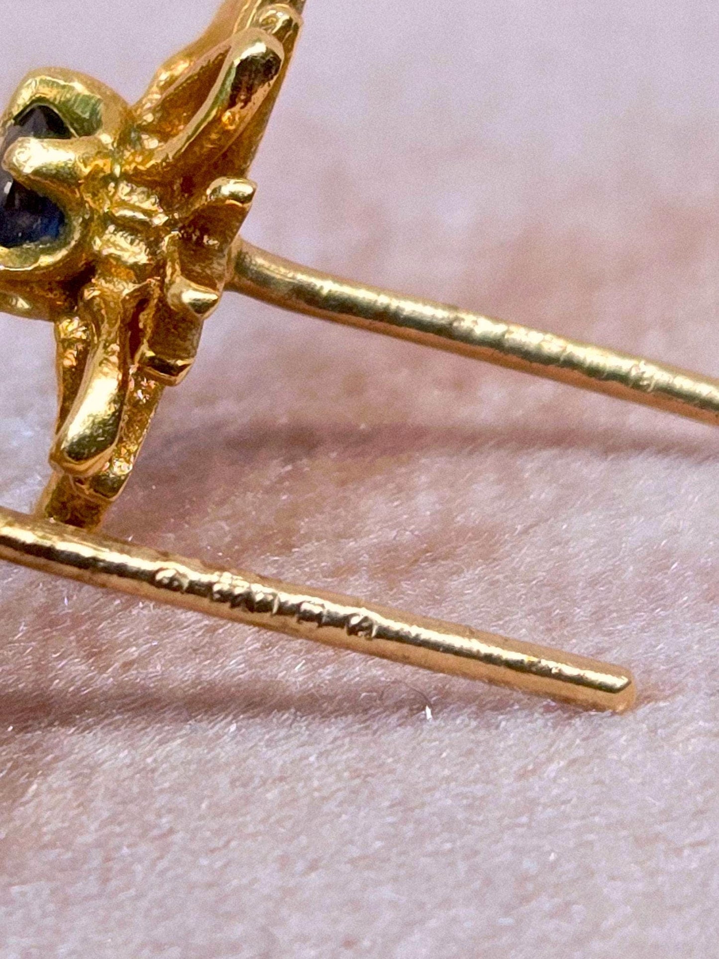 Vintage 10k Gold 1960s Sapphire Starburst Stud Earrings