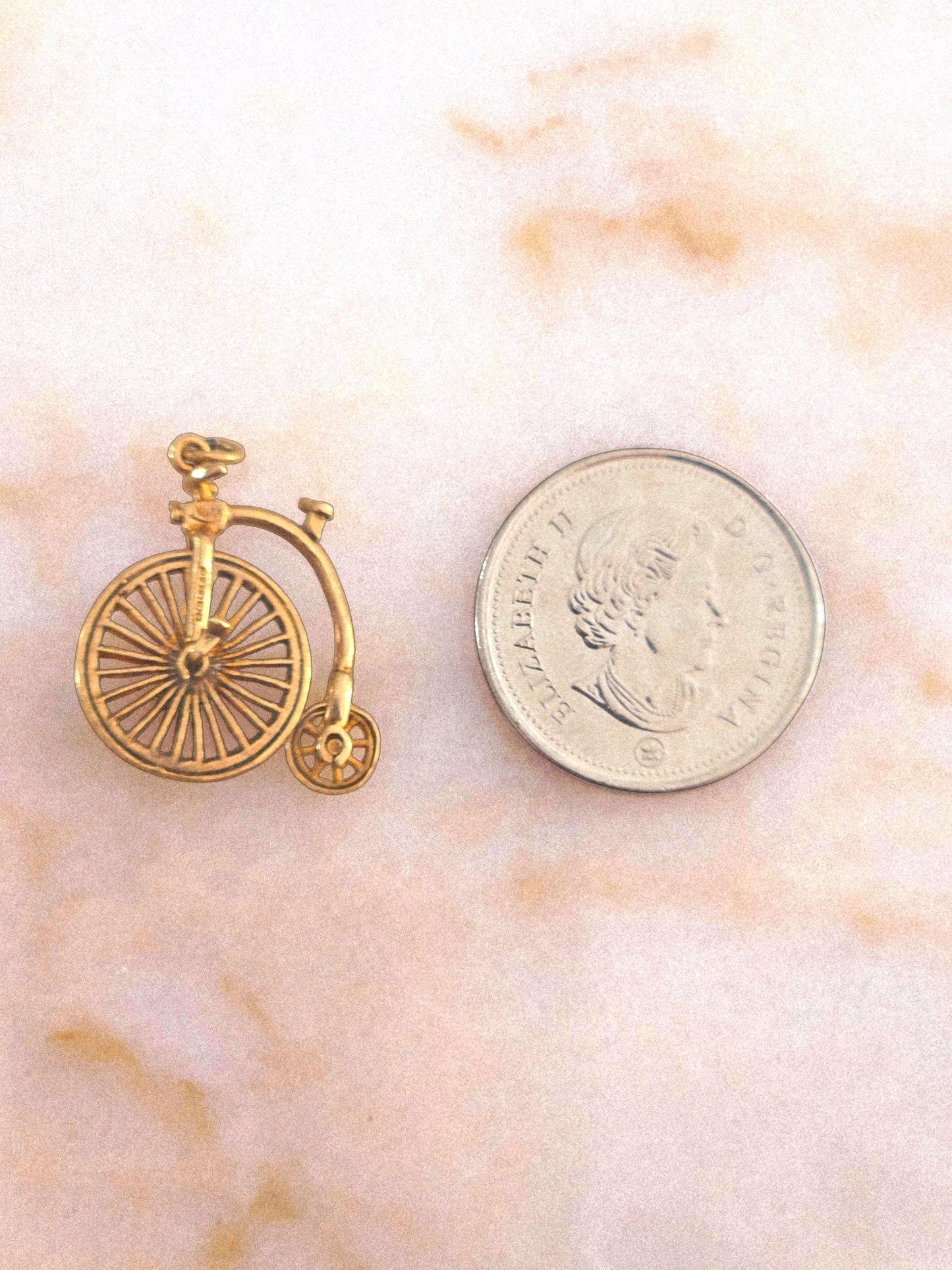 Vintage 9k Gold Penny Farthing Articulated Bicycle Charm Pendant 1966 - British Hallmarks