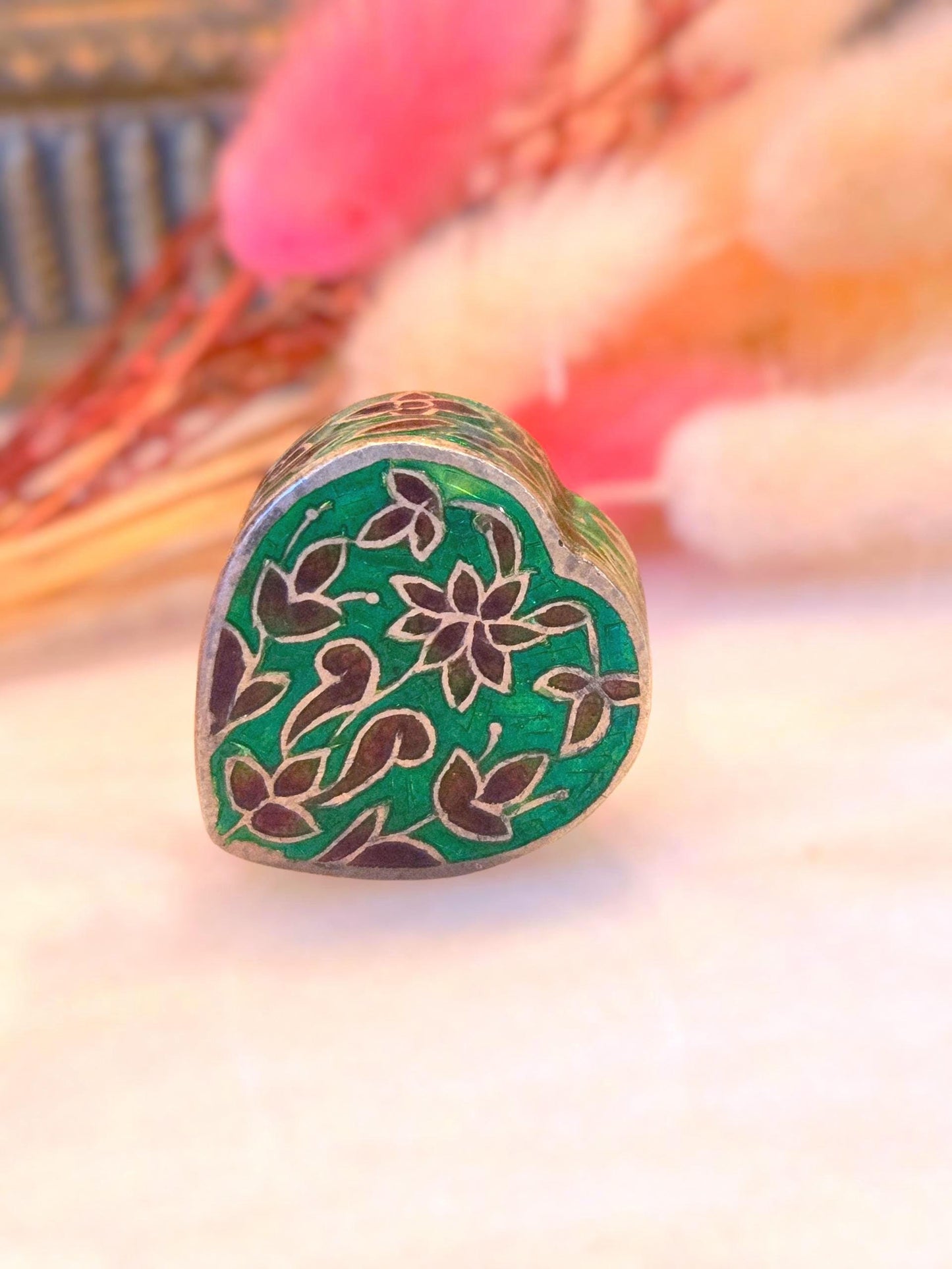 Vintage Heart Shaped Sterling Silver 925 Trinket Box - Keepsake Jewelry Box