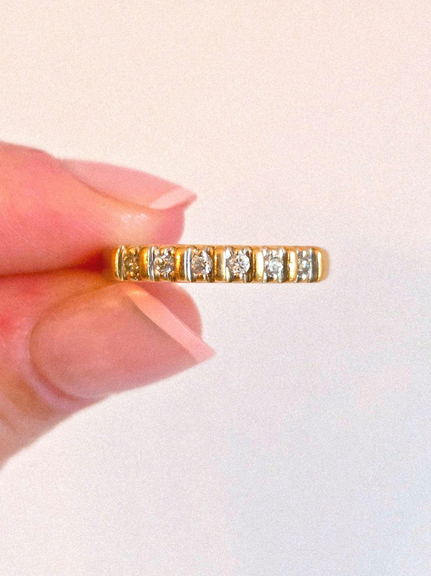 Vintage 14k Gold Diamond Half Eternity Band - Size 6.25, 0.10ctw