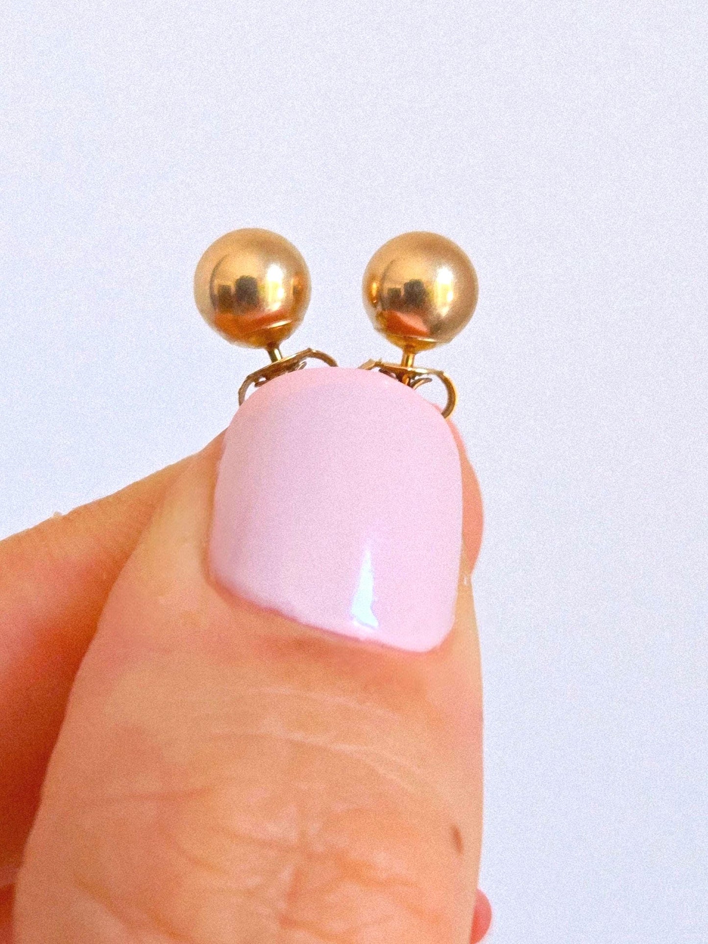 Vintage 10k Gold Circle Ball Stud Earrings