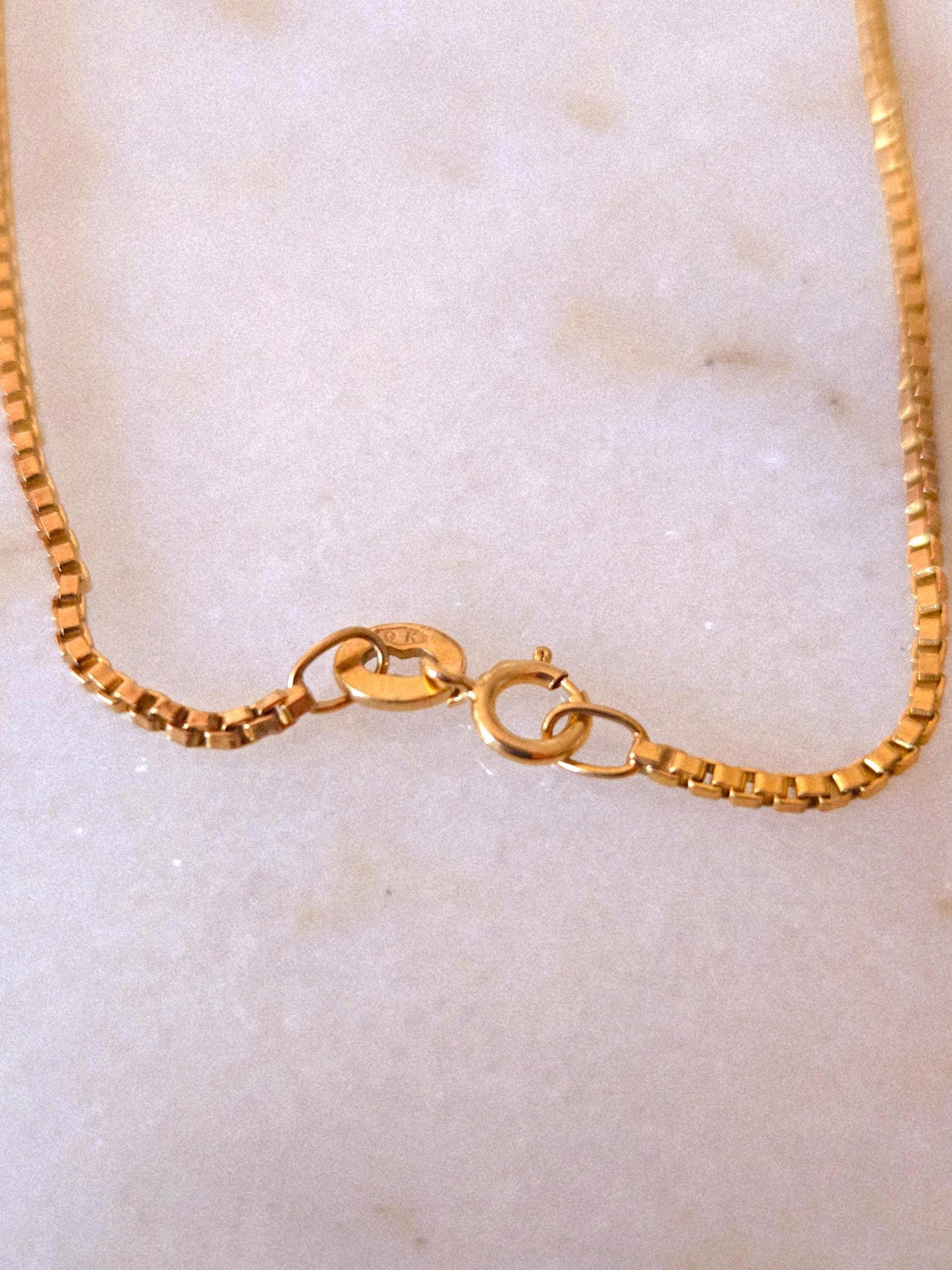 Vintage 9k/10k Gold Box Chain Necklace - 18" Chain