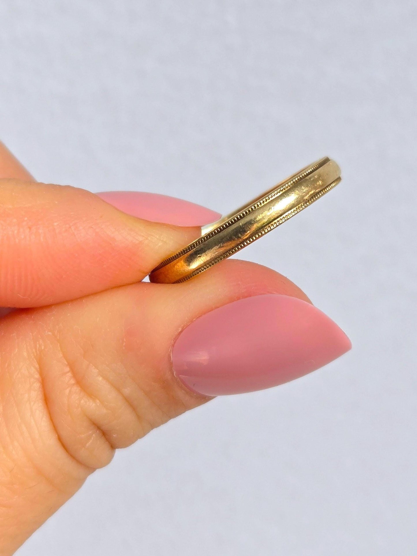 Vintage 10k Gold Milgrain Band Ring, Textured Edge - Size 9.75