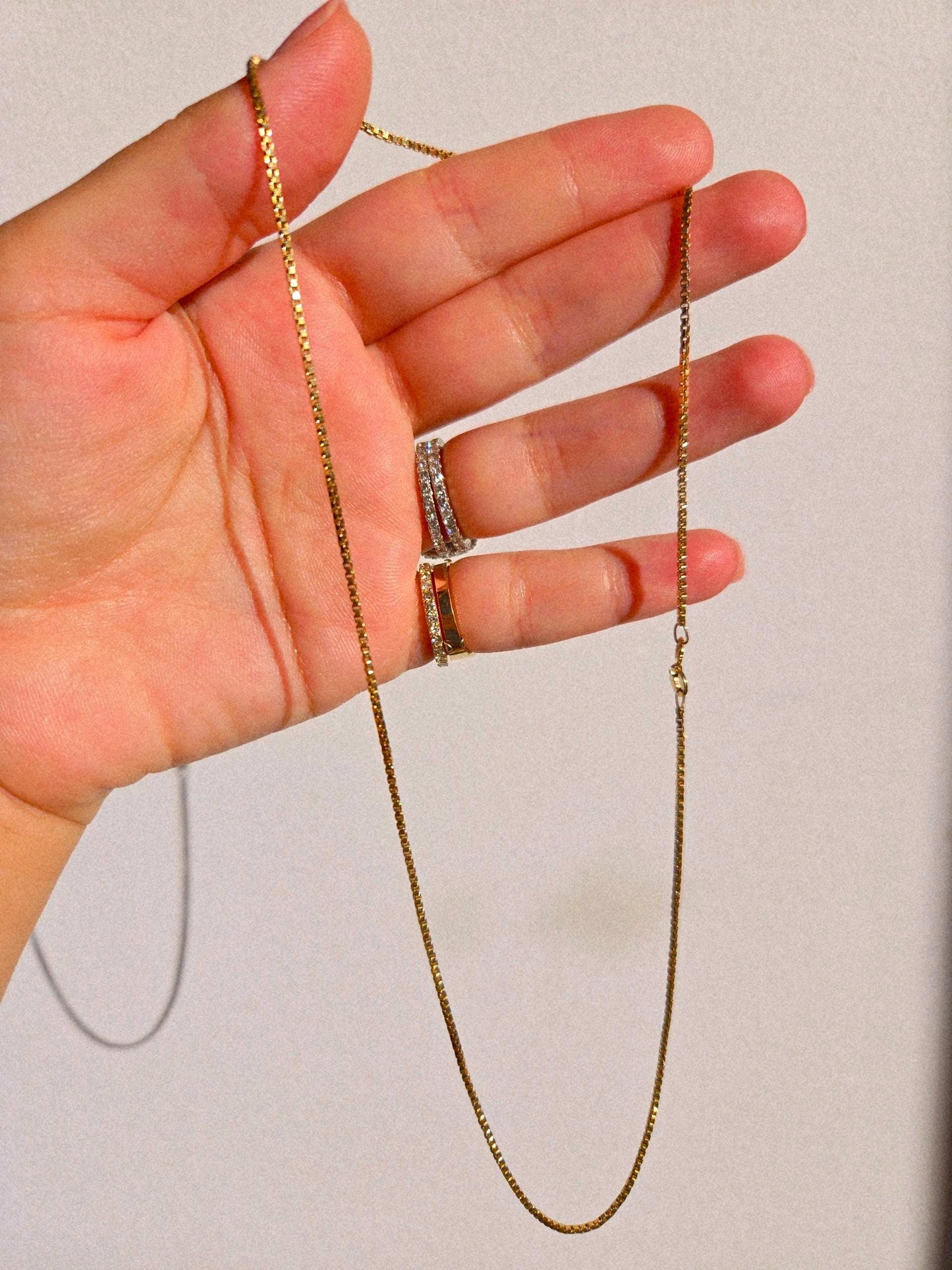 Vintage 9k/10k Gold Box Chain Necklace - 18" Chain