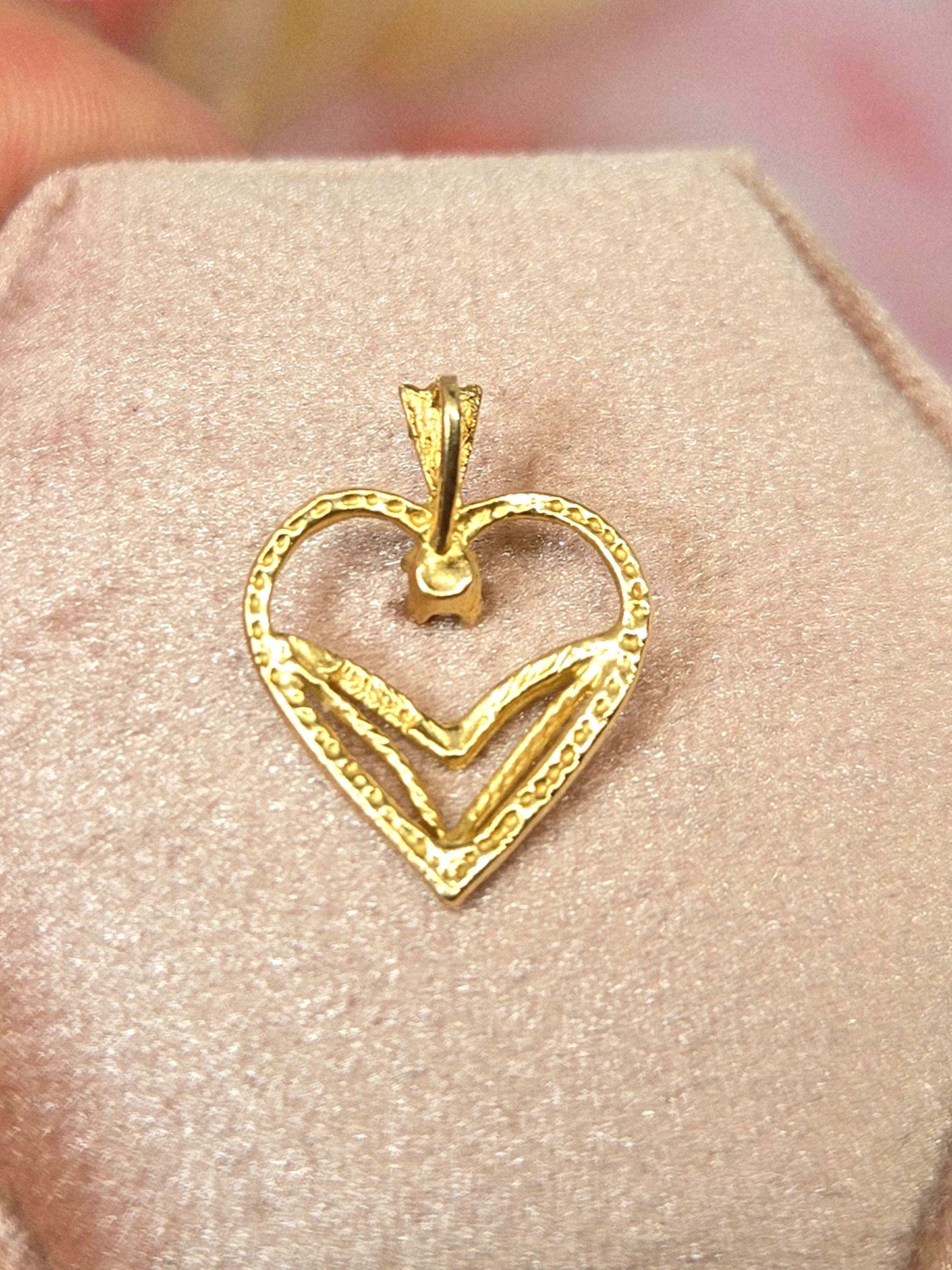 Vintage 10k Gold Open Heart Pendant Charm