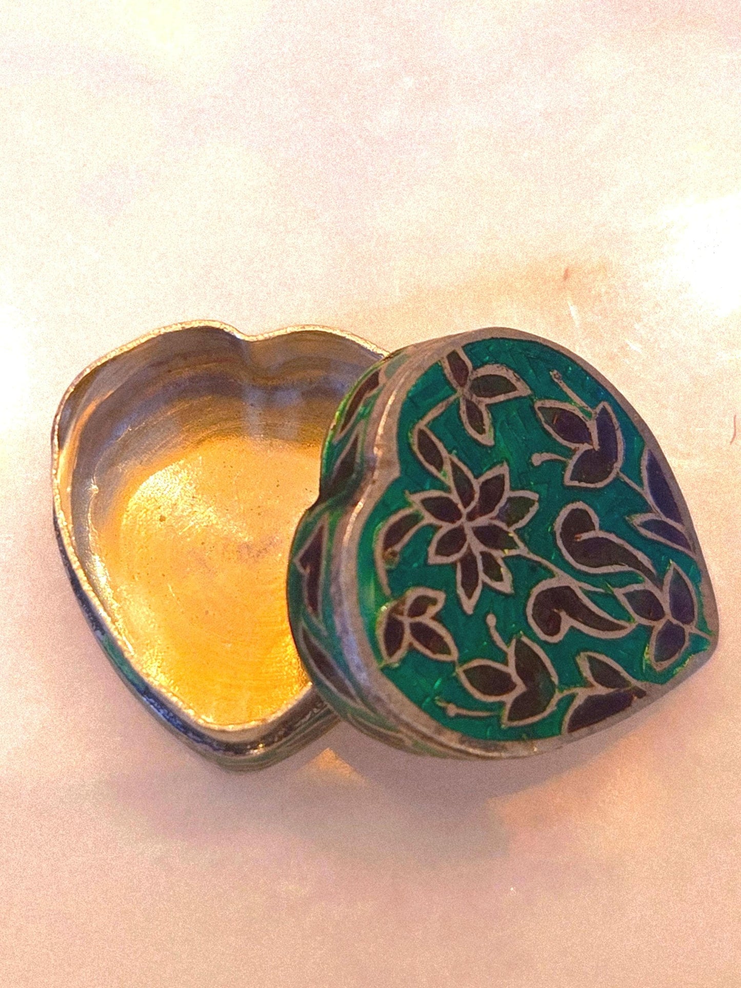 Vintage Heart Shaped Sterling Silver 925 Trinket Box - Keepsake Jewelry Box